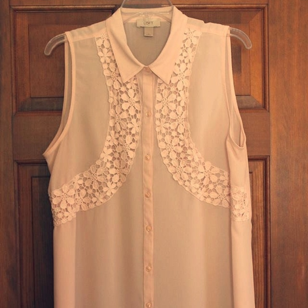 Blush Pink Sleeveless Top with Lace Embellishment